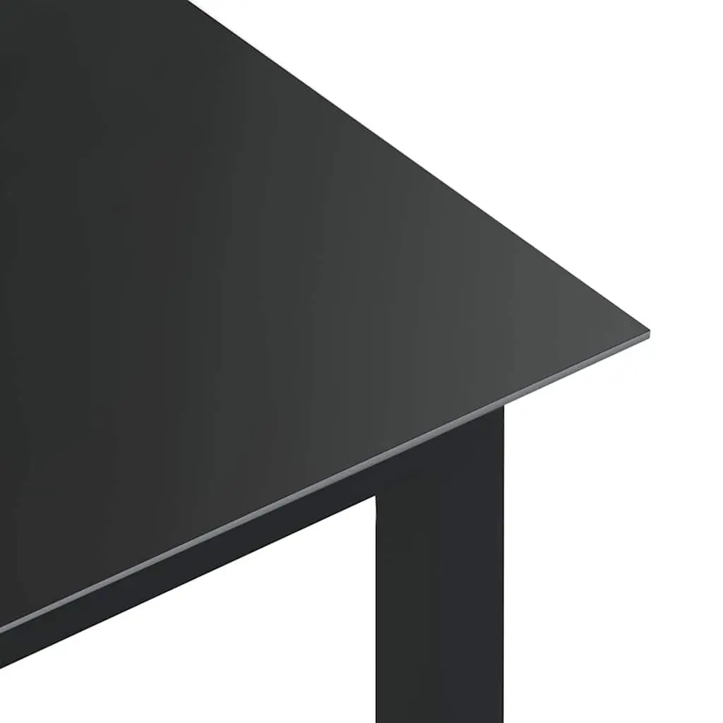Garden Dining Table 150x90cm Black Aluminium Frame Glass Outdoor