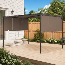 Garden Gazebo Outdoor Shelter Canopy 4x3m Steel Frame with Side Curtain Taupe