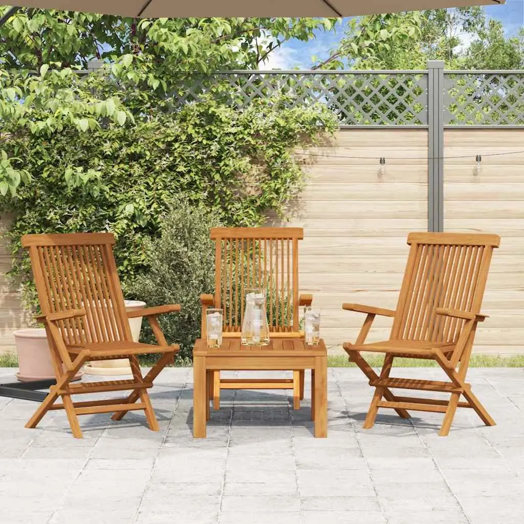 Outdoor Garden Chairs 3 Piece Set Teak Wood Folding Lightweight