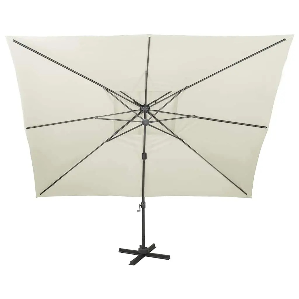 Cantilever Garden Parasol 400 x 300 cm Double Top Tilt Rotate UV Protective Polyester