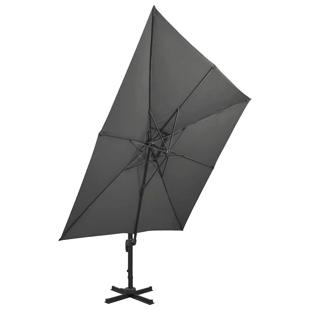 Cantilever Garden Parasol 300x300 cm Anthracite Outdoor Sunshade Umbrella with 360-Degree Tilt and Crank Mechanism