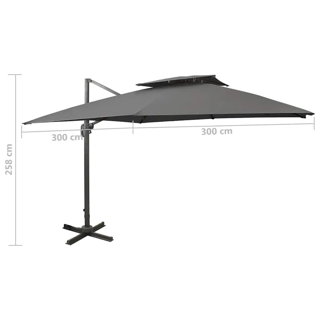 Cantilever Garden Parasol 300x300 cm Anthracite Outdoor Sunshade Umbrella with 360-Degree Tilt and Crank Mechanism