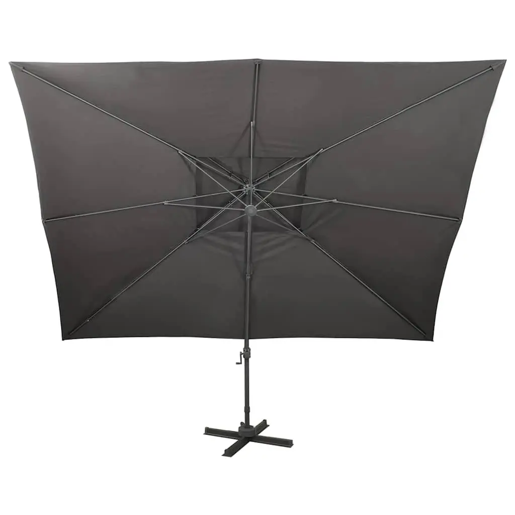 Cantilever Garden Parasol 400 x 300 cm Double Top Anthracite UV Protective Outdoor Sunshade Umbrella