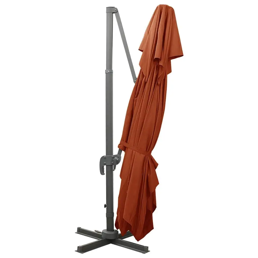 Cantilever Garden Parasol 400x300cm Double Top Canopy with 360-Degree Rotation and Tilt Function Brown