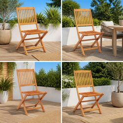 Outdoor Folding Dining Chairs Set 4 Pcs Garden Seating Brown Wood Furniture