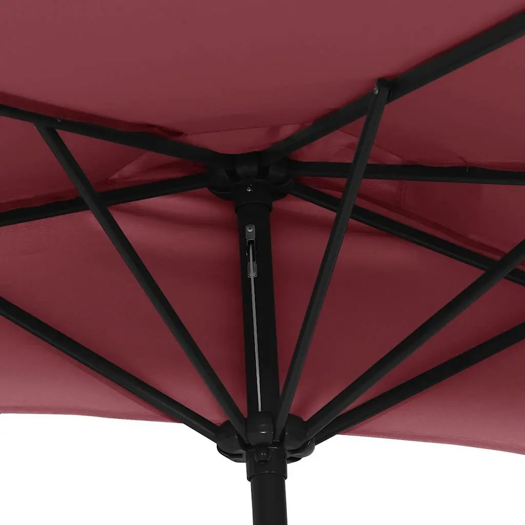 Half-Round Balcony Parasol 300 x 155 cm UV Protective Red Polyester with Aluminium Pole Crank Mechanism