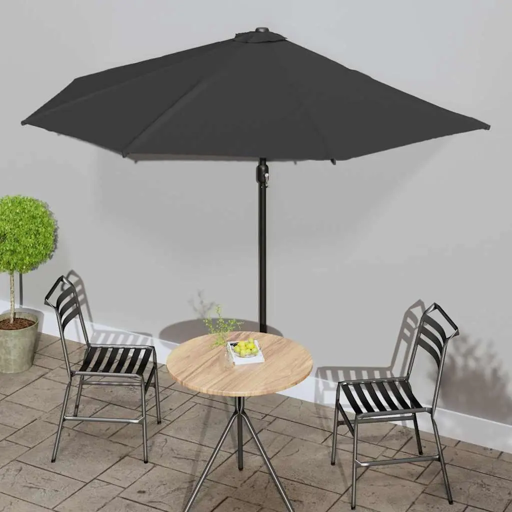 Half Round Balcony Parasol 300 x 155 cm UV Protective Polyester Cover Aluminium Pole