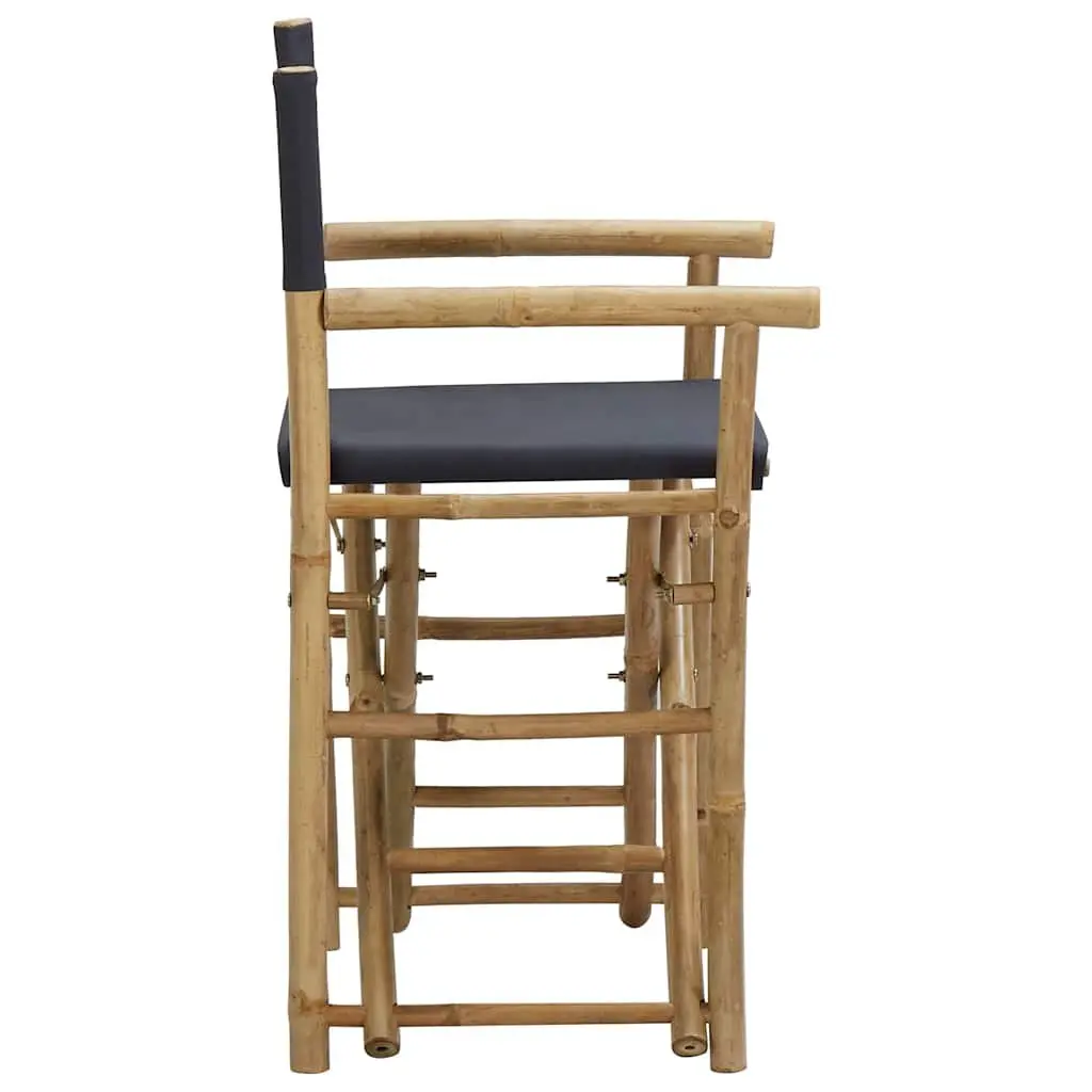 Folding Director's Chairs 2 pcs Grey Bamboo Outdoor Seating