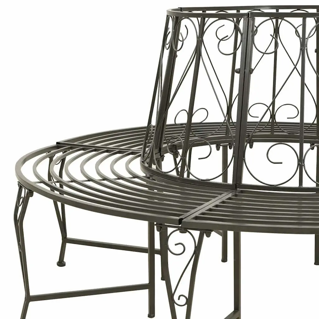 Outdoor Tree Bench 160cm Grey Steel Circular Seating Enclosure