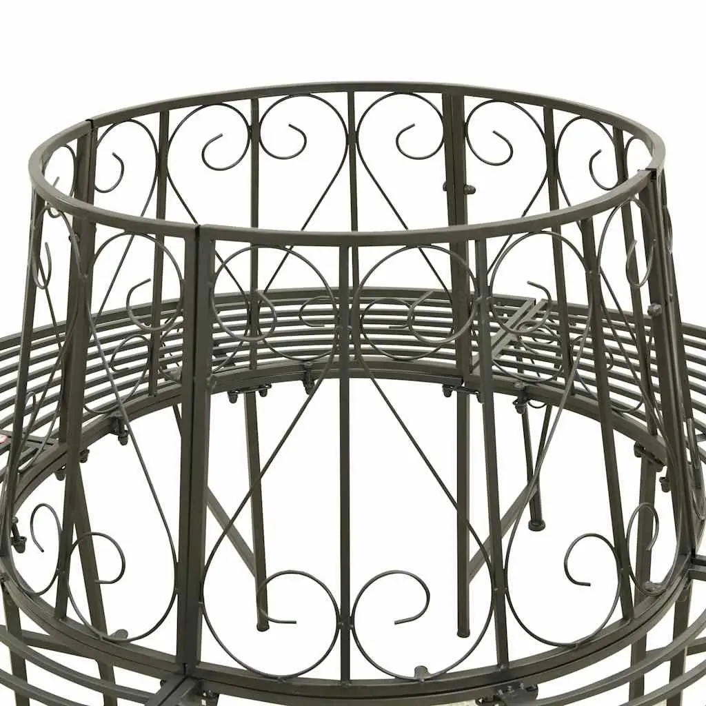 Outdoor Tree Bench 160cm Grey Steel Circular Seating Enclosure