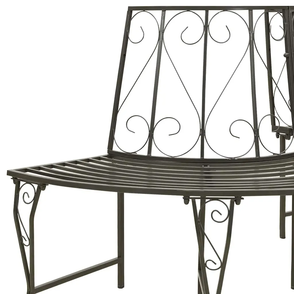 Half Round Tree Bench 160cm Steel Outdoor Seating Grey