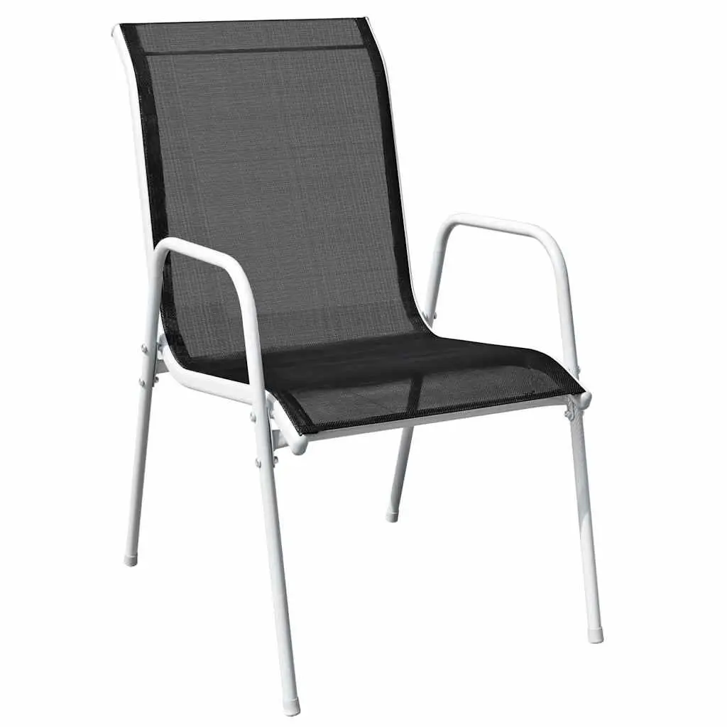 Stackable Outdoor Garden Armchairs Set of 4 Black Steel Textilene Patio Seating