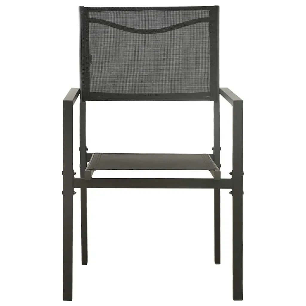 Outdoor Garden Chairs Set of 4 Powder-Coated Steel Textilene Fabric Ergonomic Back Support Black Anthracite