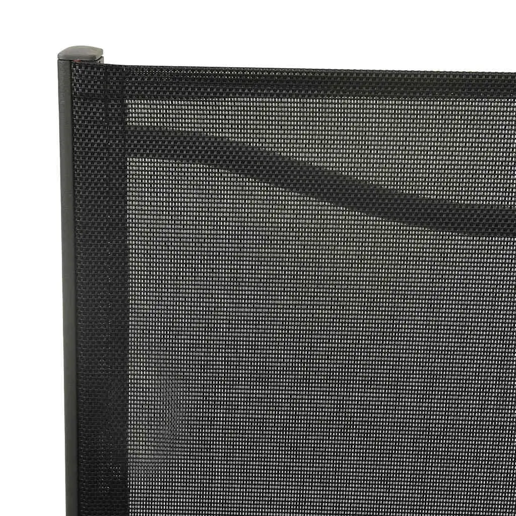Outdoor Garden Chairs Set of 4 Powder-Coated Steel Textilene Fabric Ergonomic Back Support Black Anthracite