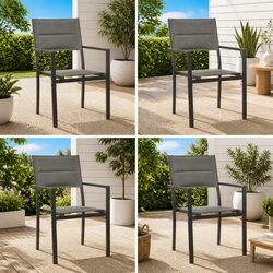 Modern Outdoor Seating Set of 4 Grey Steel Chairs