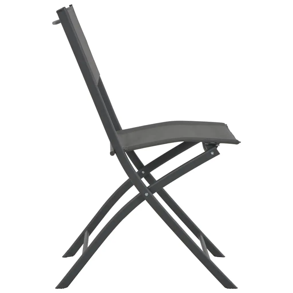 Folding Outdoor Chairs 4 Piece Grey Steel Frame Textilene Garden Seating