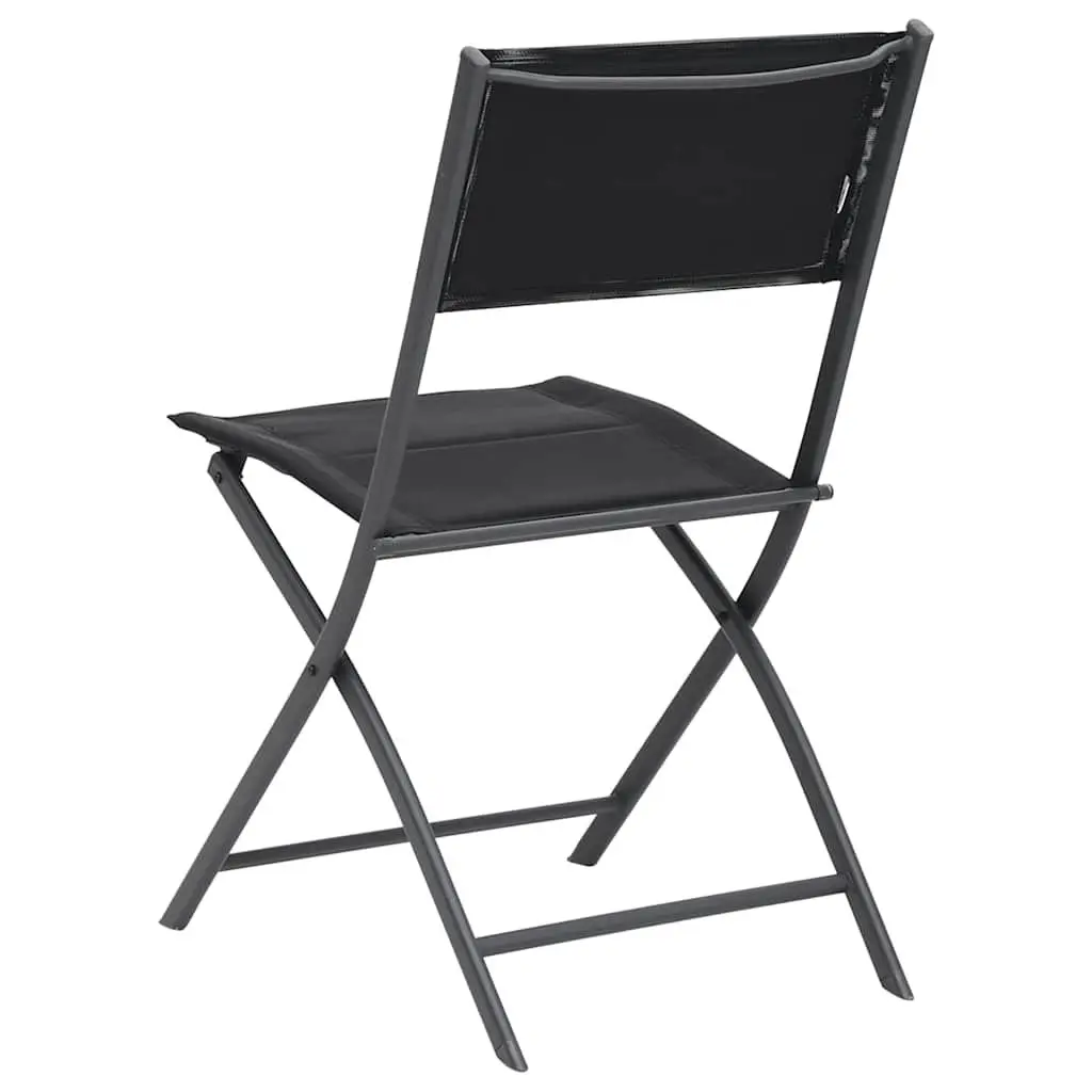 Folding Chairs 4 Piece Set Outdoor Indoor Use Powder-Coated Steel Frame Black