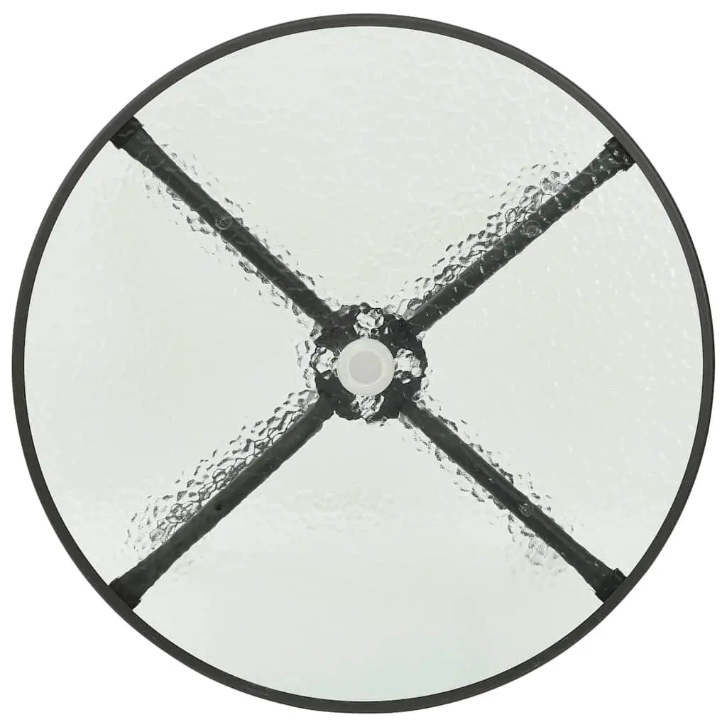 Round Garden Table 80 cm Anthracite Powder-coated Steel Frame Tempered Glass Top