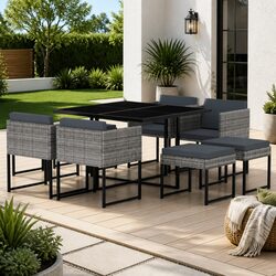 Stylish 9 Piece Outdoor Dining Set in Grey