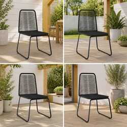 Outdoor Chairs 4 pcs Poly Rattan Black Garden Patio Dining Seating Set