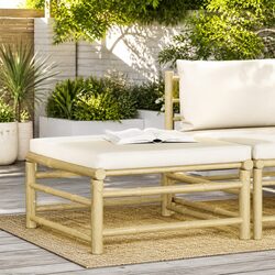 Cushioned Bamboo Patio Lounge Seat Footrest for Relaxation