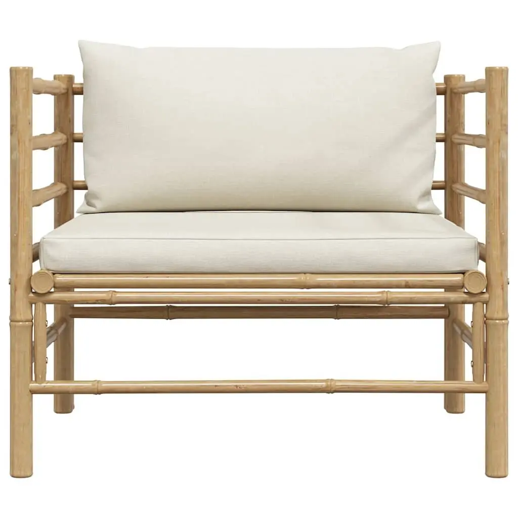 Modular Bamboo Garden Sofa Cream White Cushions Outdoor Lounge Seat