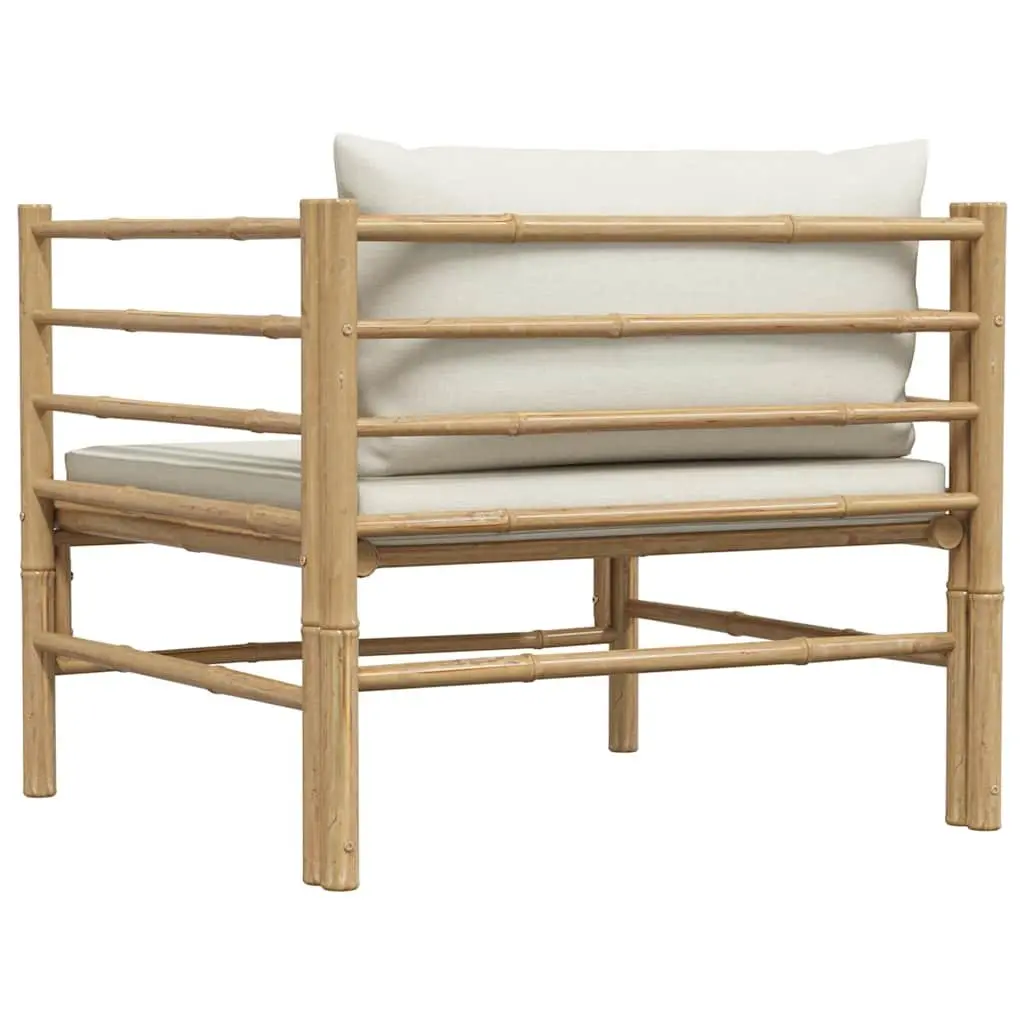 Modular Bamboo Garden Sofa Cream White Cushions Outdoor Lounge Seat