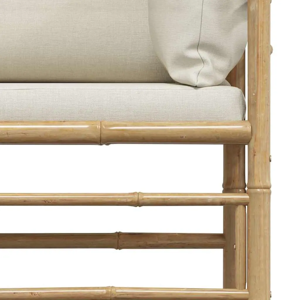 Modular Bamboo Garden Sofa Cream White Cushions Outdoor Lounge Seat