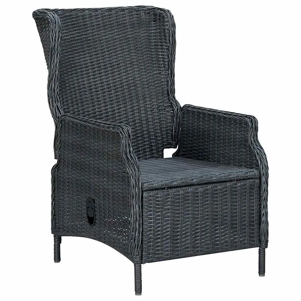 Reclining Garden Chair Grey Powder Coated Steel Frame Adjustable Backrest with Cushions