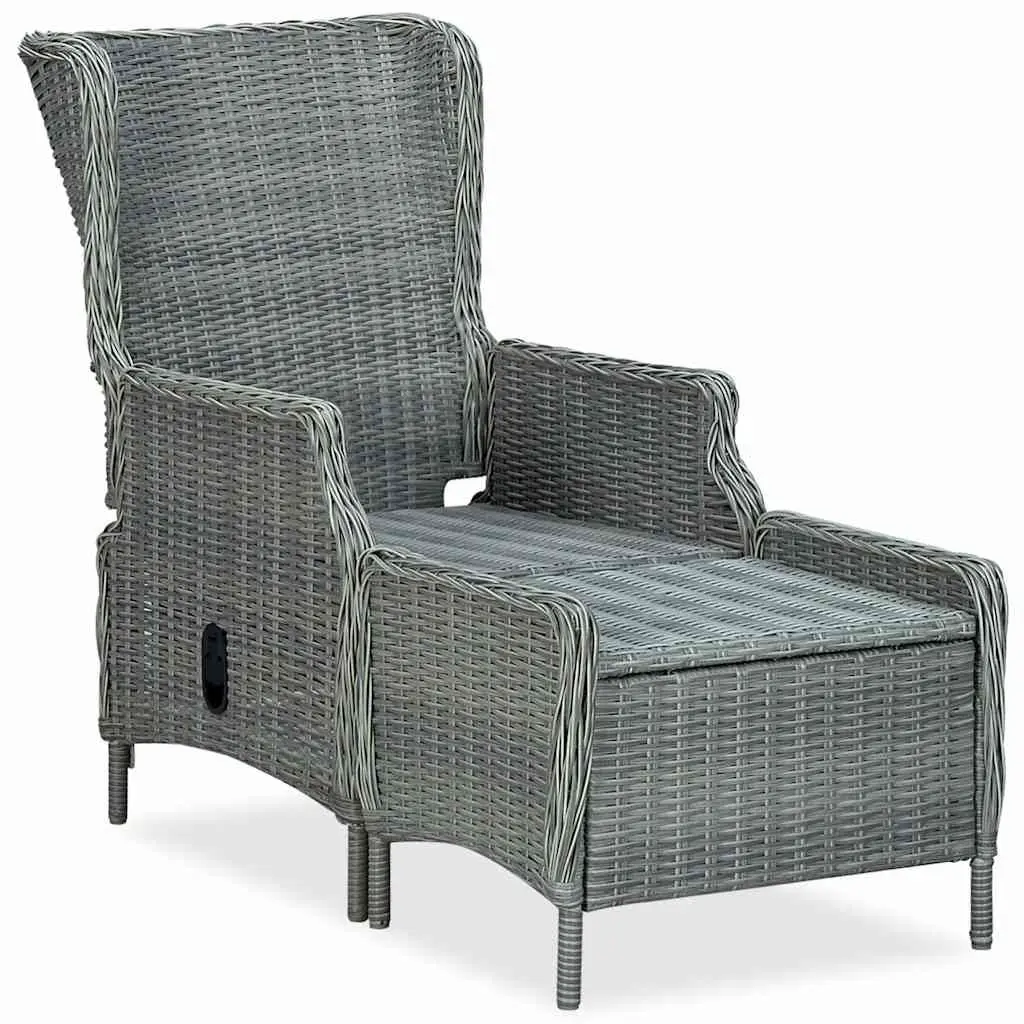 Reclining Garden Chair with Footstool Grey Powder-coated Steel Frame Adjustable Backrest