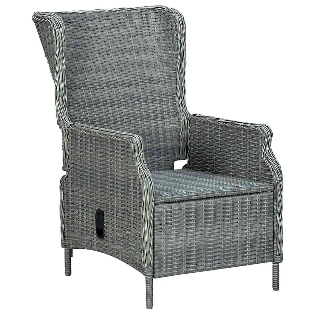 Reclining Garden Chair with Footstool Grey Powder-coated Steel Frame Adjustable Backrest