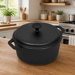 Cast Iron Stock Pot 26.5cm Cookware Roaster Stew Casserole Baking Cooking