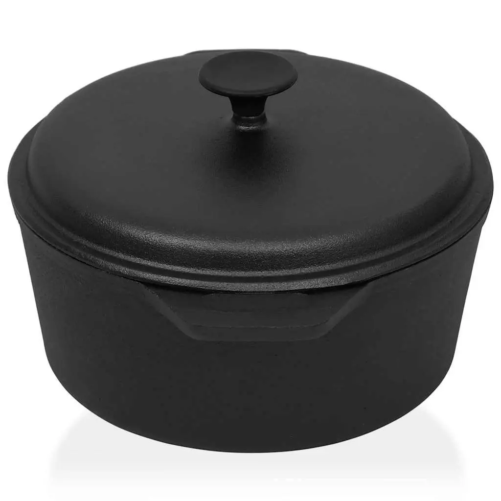 Cast Iron Stock Pot 26.5cm Even Heat Distribution Suitable for Stews Casseroles Baking Cooking