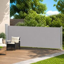 Patio Retractable Side Awning 140x600cm Grey Outdoor Sunshade Privacy Screen