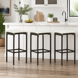 Bar Stools with Cushions 3 pcs Brown Rattan Counter Height Dining Chair Set