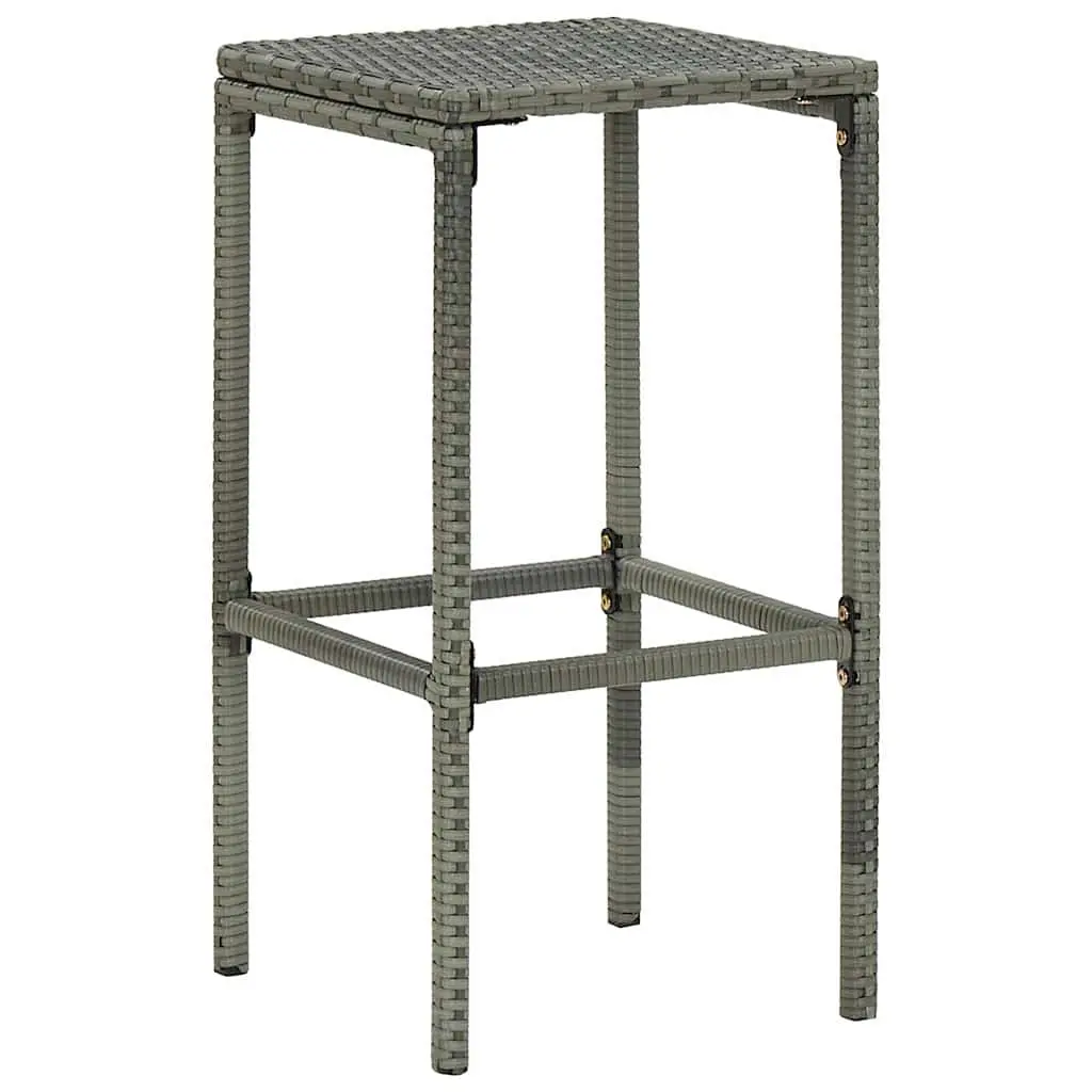 6 Piece Bar Stool Set Grey PE Rattan with Cushions Footrest for Counter and Dining Spaces