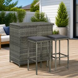 Chic Grey Rattan Bistro Set for Stylish Spaces
