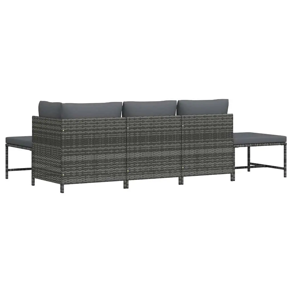 Garden Sofa Set 5 Piece Outdoor Lounge Sectional with Cushions Grey Rattan