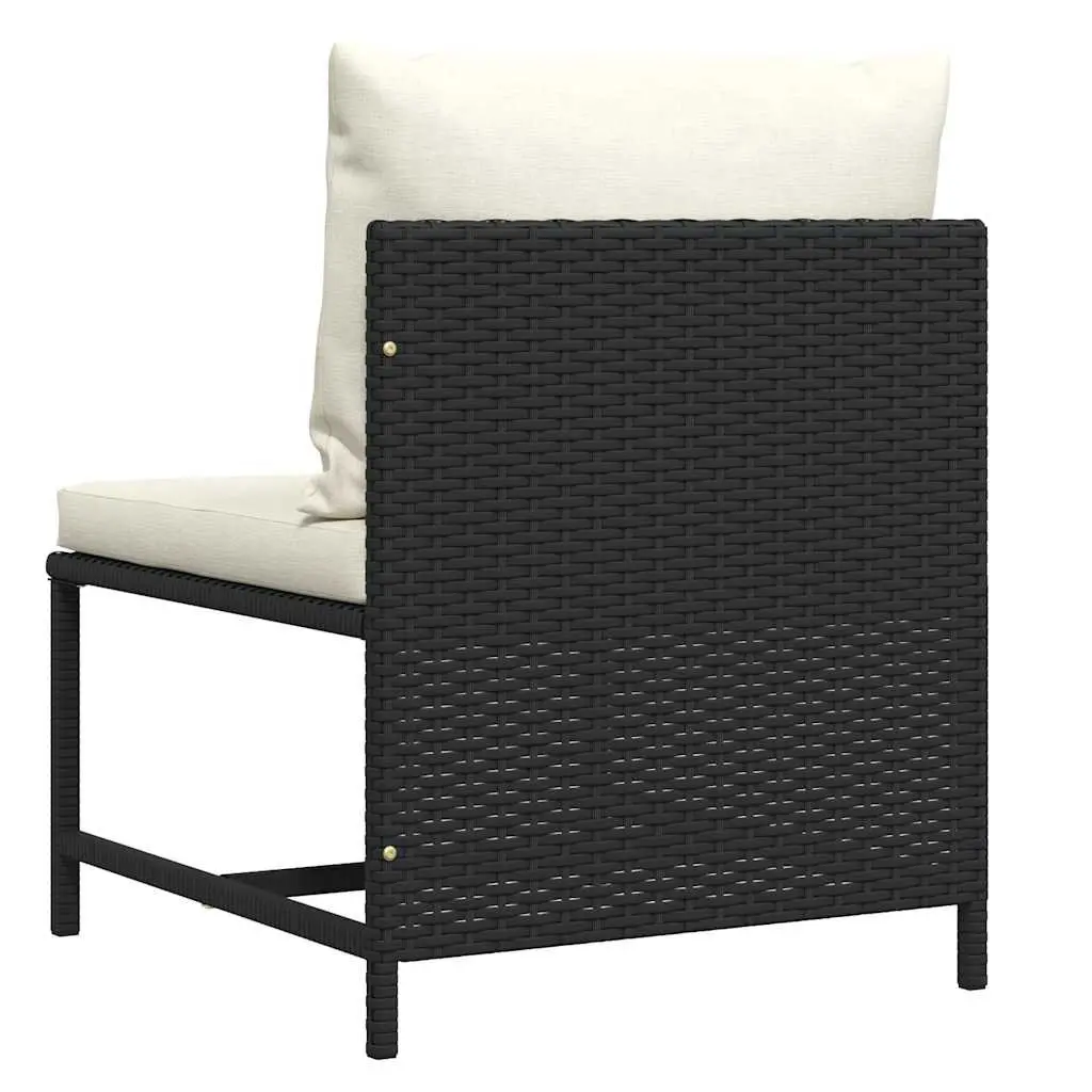 Outdoor Sectional Middle Sofa Black Poly Rattan Modular Garden Lounge Seat