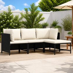 4-Piece Black Garden Lounge Sofa Set for Outdoor Relaxation
