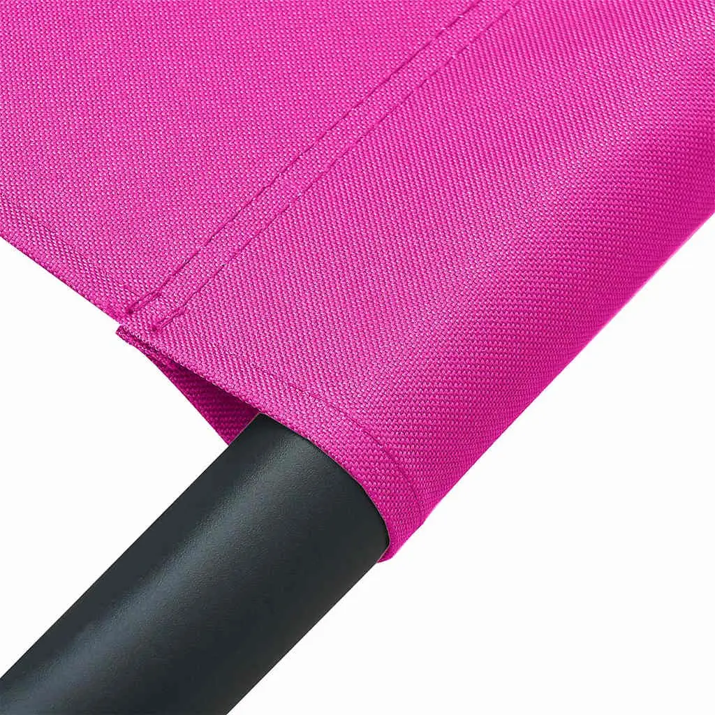 Outdoor Lounge Bed Pink Weather-Resistant Fabric with Powder-Coated Steel Frame and Two Pillows