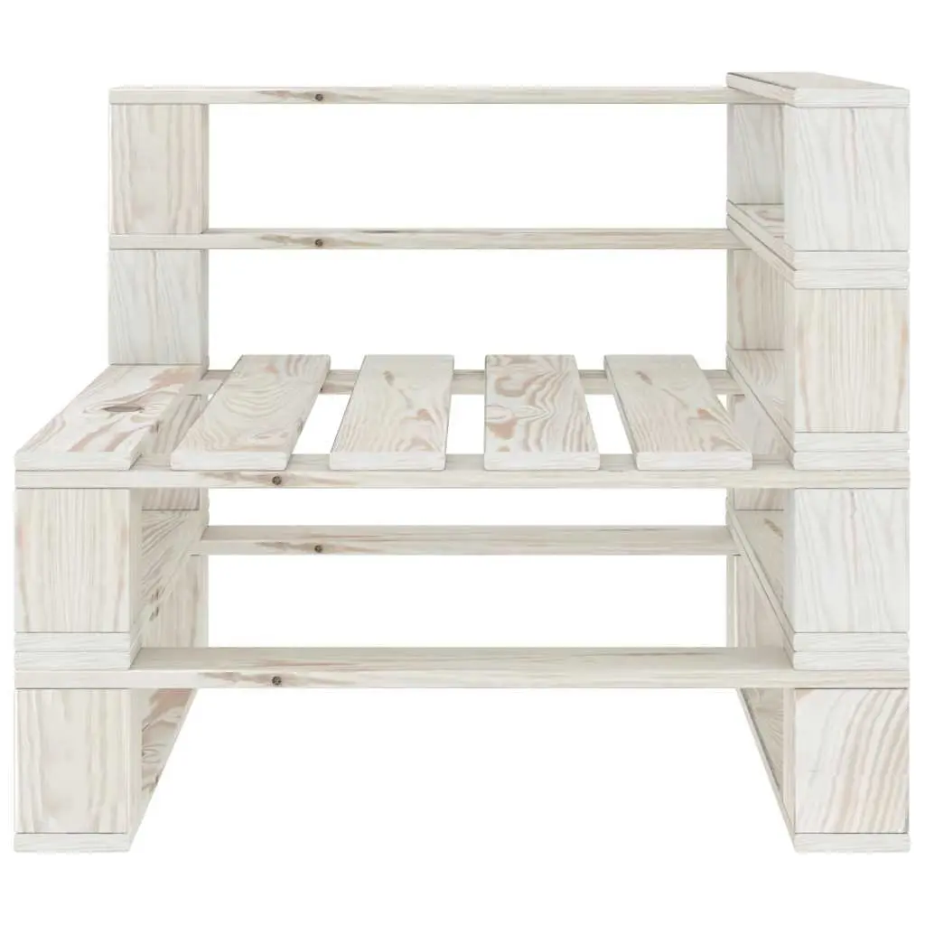 Garden Pallet Corner Sofa Wood Outdoor Patio Lounge Seating White Rustic Design