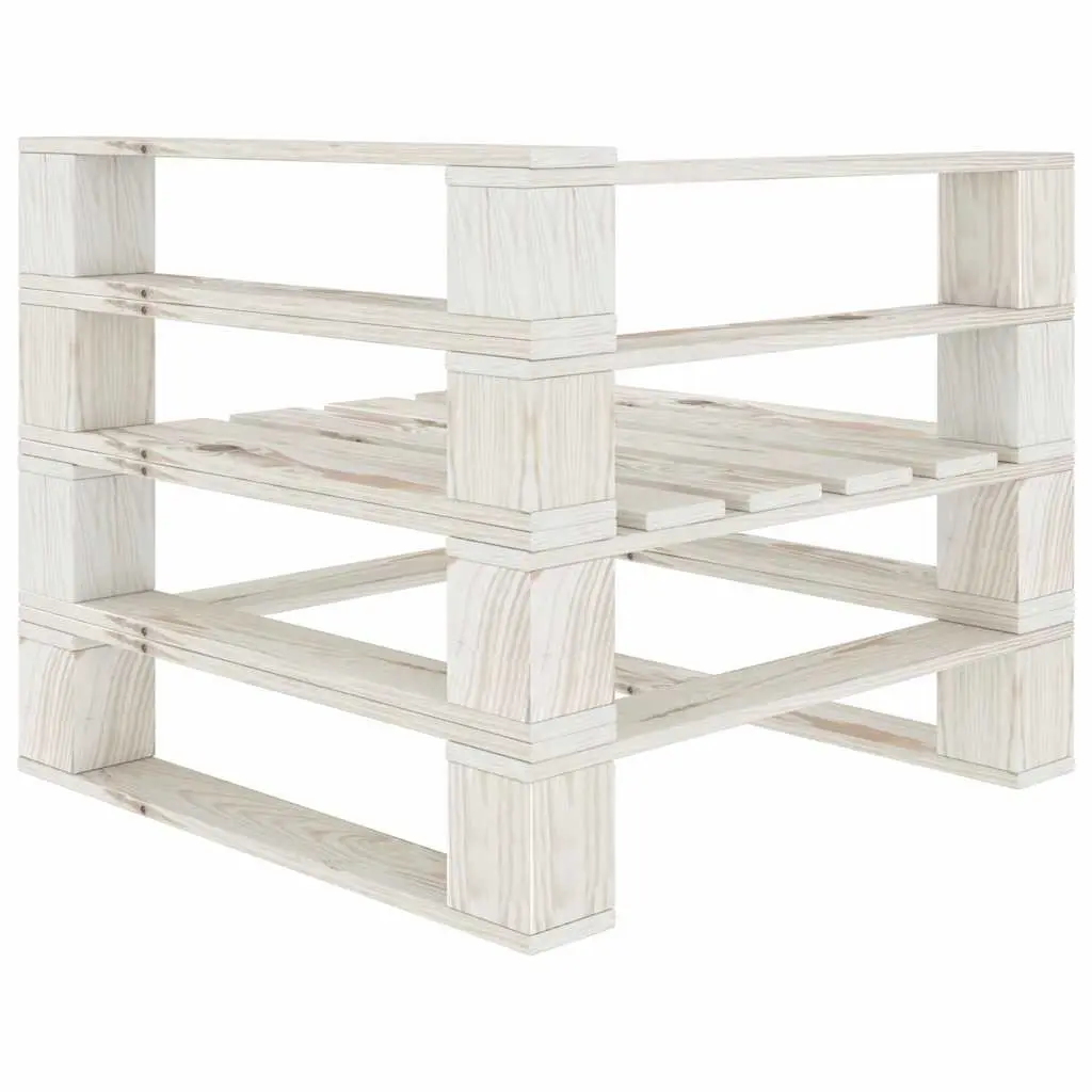 Garden Pallet Corner Sofa Wood Outdoor Patio Lounge Seating White Rustic Design