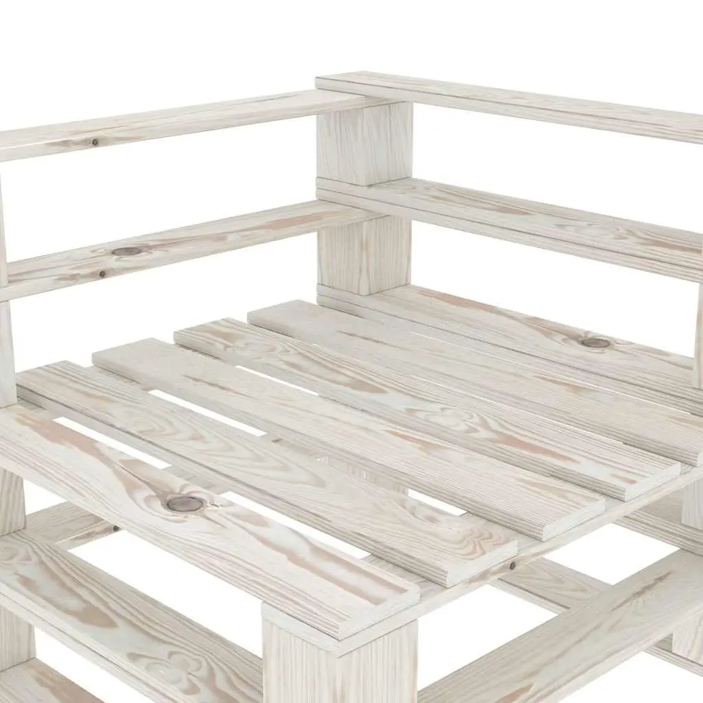 Garden Pallet Corner Sofa Wood Outdoor Patio Lounge Seating White Rustic Design