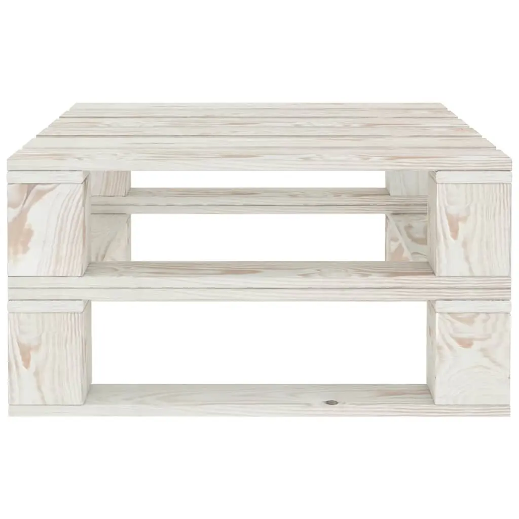 Outdoor Pallet Table White Wood Durable Construction Weather Resistant