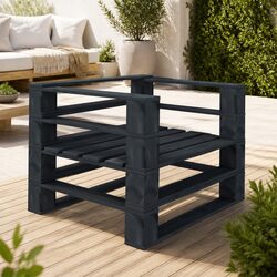 Garden Pallet Armchair Outdoor Wooden Lounge Seating Grey Patio Furniture