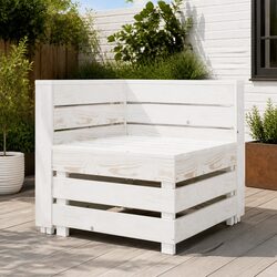 Enhance Your Outdoor Space with This White Wood Corner Sofa