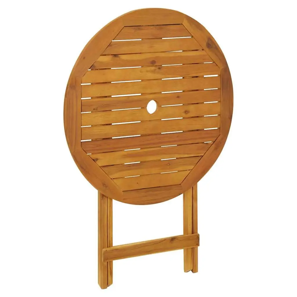 Folding Garden Table 70cm Outdoor Patio Dining Furniture Brown Wooden Slatted