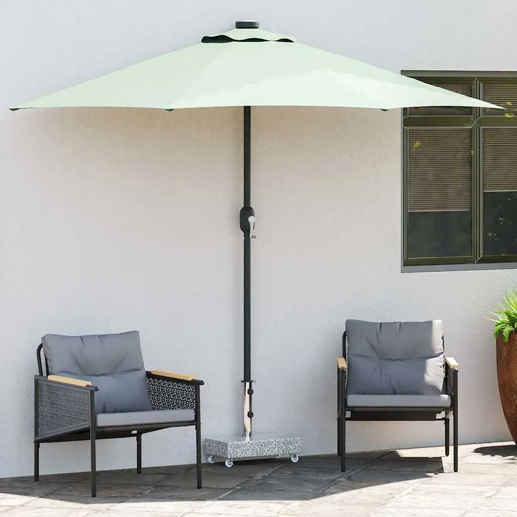 Outdoor Umbrella Base Grey Granite Heavy Duty Parasol Holder with Wheels for Easy Repositioning