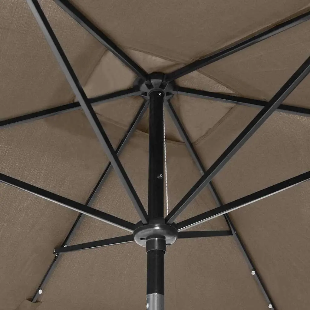 Garden Parasol 2x3m UV-Protective Polyester Canopy with Solar LED Lights and Steel Pole